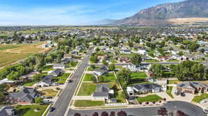 Drone / aerial view with a mountain view