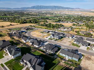 Aerial view featuring a mountain view