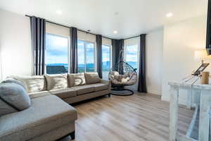 Living room featuring light wood-type flooring