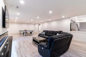 Living room featuring light hardwood / wood-style flooring