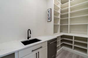 Well designed, functional pantry with sink