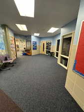 Recreation room featuring carpet