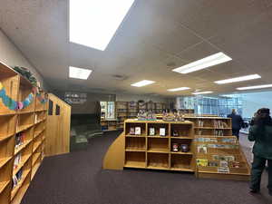 Miscellaneous room featuring carpet floors and a drop ceiling