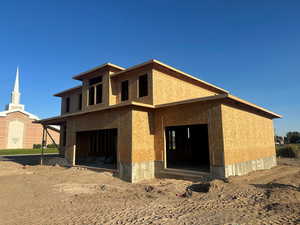 Exterior space with a garage