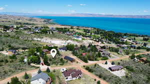 Aerial view featuring a mountain view