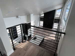 Staircase over looking kitchen