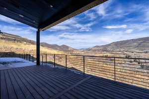 Trex deck with a mountain view