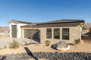 Exterior space featuring a garage