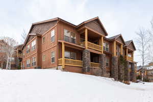 View of snow covered building