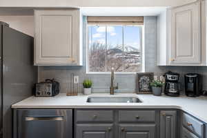 Kitchen with sink, decorative backsplash, plenty of natural light, and dishwasher