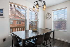 Dining area featuring dark hardwood / wood-style floors