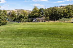 View of yard with a mountain view