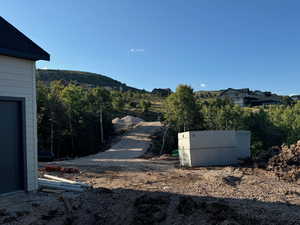 View of yard with a mountain view