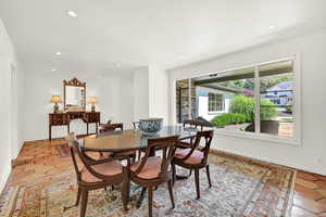 View of tiled dining space