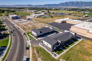 Aerial view featuring a mountain view