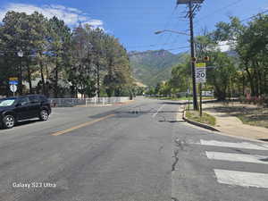 View of street with a mountain view