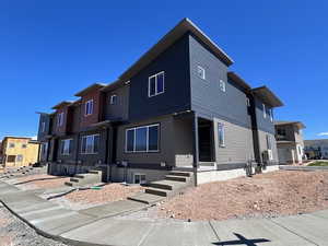 Exterior space featuring a garage