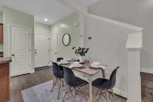 Dining room with light hardwood / wood-style floors