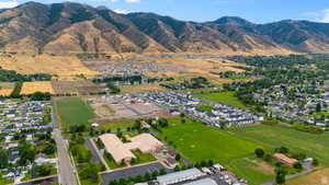 Drone / aerial view with a mountain view