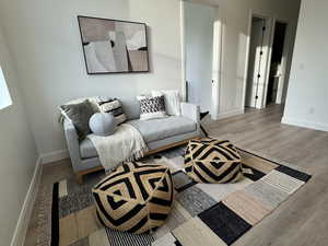 Living room featuring wood-type flooring