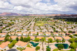 Drone / aerial view with a mountain view