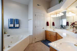 Bathroom with a bathtub and vanity