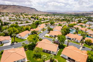 Aerial view featuring a mountain view