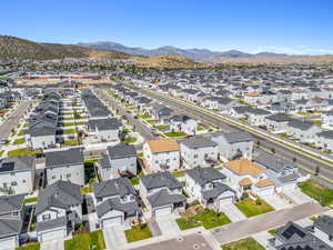 Drone / aerial view with a mountain view