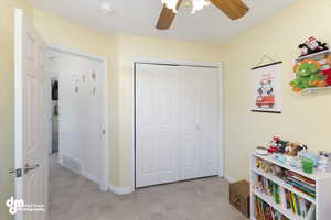 Interior space with a closet and ceiling fan