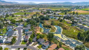 Drone / aerial view featuring a mountain view