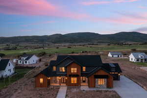 Modern farmhouse style home with a mountain view