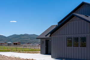 View of home's exterior featuring a mountain view