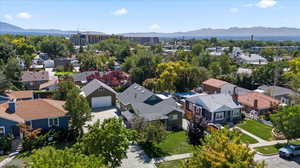 Aerial photo showing the home and surrounding neighborhood