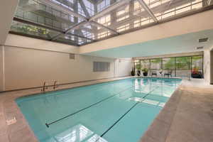 Community heated pool. Fully equipped gym.