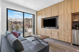 Living room featuring hardwood / wood-style flooring