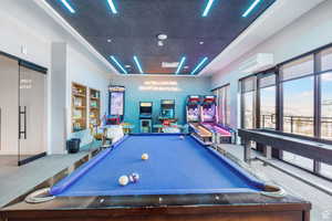 Rec room featuring billiards and carpet