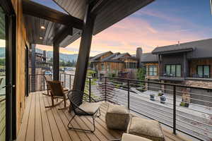 View of deck at dusk