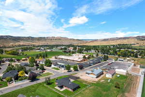 Drone / aerial view with a mountain view