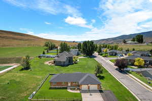 Birds eye view of property with a mountain view