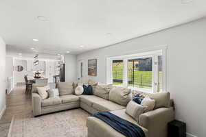 Living room featuring light wood-type flooring