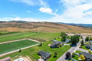 Birds eye view of property featuring a mountain view