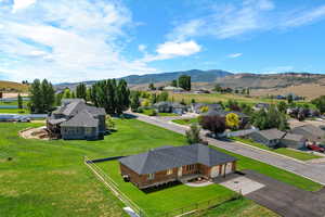 Aerial view featuring a mountain view