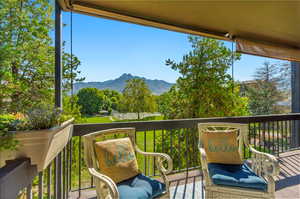 Balcony featuring a mountain view