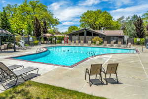 View of pool featuring a patio area