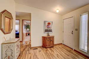 Foyer entrance featuring light wood-type flooring