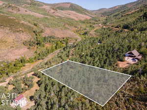 Drone / aerial view with a mountain view