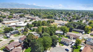 Aerial view featuring a mountain view