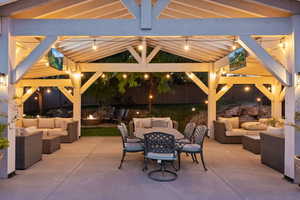 View of patio / terrace with an outdoor living space and a gazebo