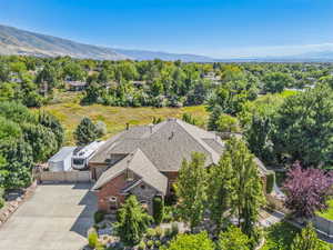 Aerial view with a mountain view