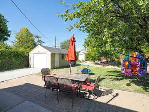 Large backyard with storage shed and room to play